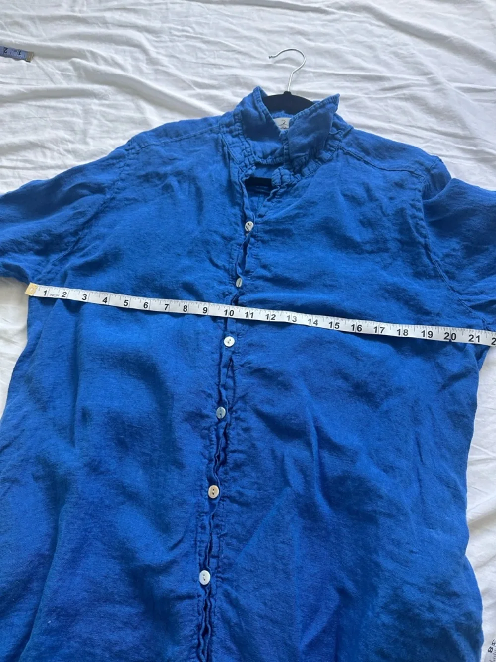 Italian Linen Tunic Button-Front in Royal Blue - Picture 4 of 5